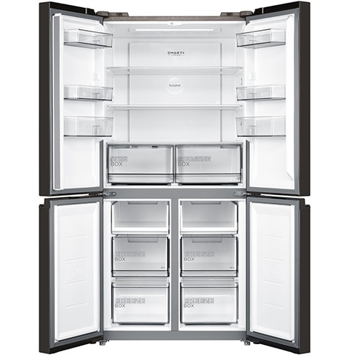 מקרר 4 דלתות 470 ליטר Midea מידאה HQ-611RWEN זכוכית שחורה