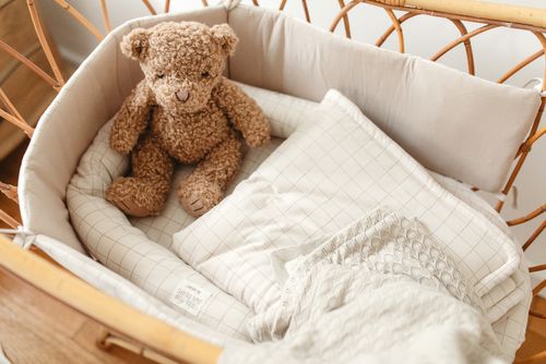 סט מצעים למיטת תינוק 3 חלקים 100% כותנה ג'רזי מקולקציית Sketch & Grid - אבן משבצות