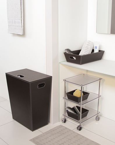 סל כביסה דמוי עור אפור ECOPELLE Hamper 