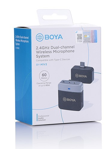 סט משדר ומקלט מיקרופון אלחוטי לאנדרואיד Boya BY-M1V3