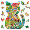 פאזל עץ חיות מחמד 48 חלקים בצורת חתול עם אפשרות העמדה ל 12 דמויות חיות