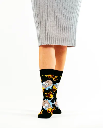 זוג גרביים מעוצבים לנוער ומבוגרים ONE SIZE - ריק ומורטי King Of Shit