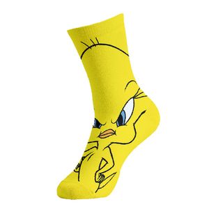 זוג גרביים מעוצבים לנוער ומבוגרים ONE SIZE - טוויטי צהוב