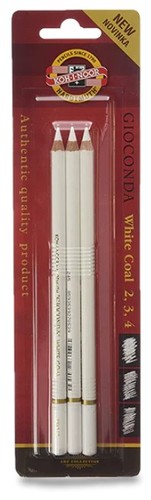 עפרון פחם לבן - 3 יח  GIOCONDA WHITE COAL