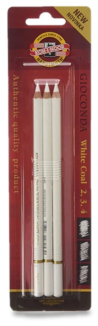 עפרון פחם לבן - 3 יח  GIOCONDA WHITE COAL