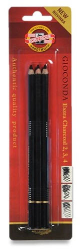 עפרון פחם שחור (3יח) - GIOCONDA EXTRA CHARCOAL