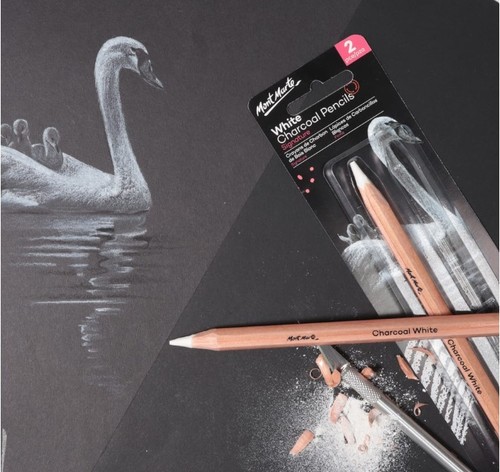 עפרון פחם לבן - 2יח  WHITE CHARCOAL PENCILS