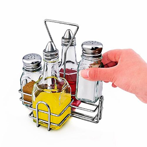 סט שמן חומץ+מלחיות+סטנד נירוסטה Y.C.818368