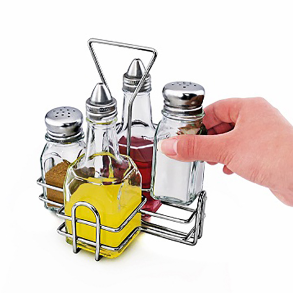 סט שמן חומץ+מלחיות+סטנד נירוסטה Y.C.818368