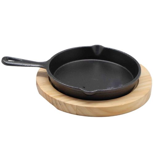 מחבת עגול יציקת ברזל עם 2 פיות 15ס