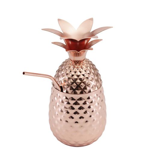 כוס אננס מרוקע ציפוי נחושת עם קש 530  מ