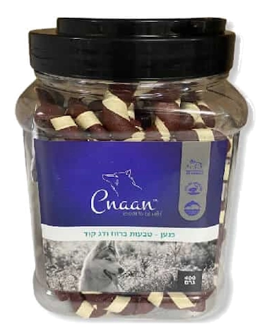 כנען Cnaan - צנצנת חטיף כנען טבעות ברווז ודג קוד 400 גרם מבצע 3+1
