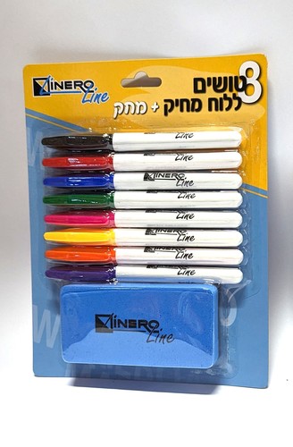 8 טושים מחיקים דקים + מחק KIDS ART