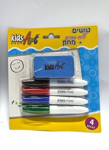 4 טושים מחיקים + מחק KIDS ART