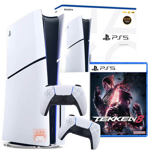 PlayStation 5 Slim 1TB Blu-ray Edition עם 2 שלטים יבואן רשמי +משחק Tekken 8 PS5