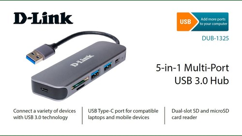 מפצל   Hub & Card Reader  D-Link  DUB-1325 USB 3 TYPE C
