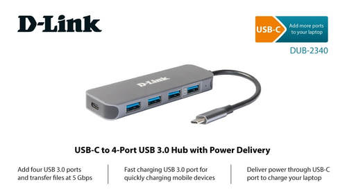 מפצל   Hub & Card Reader  D-Link  DUB-2340 USB 3 TYPE C