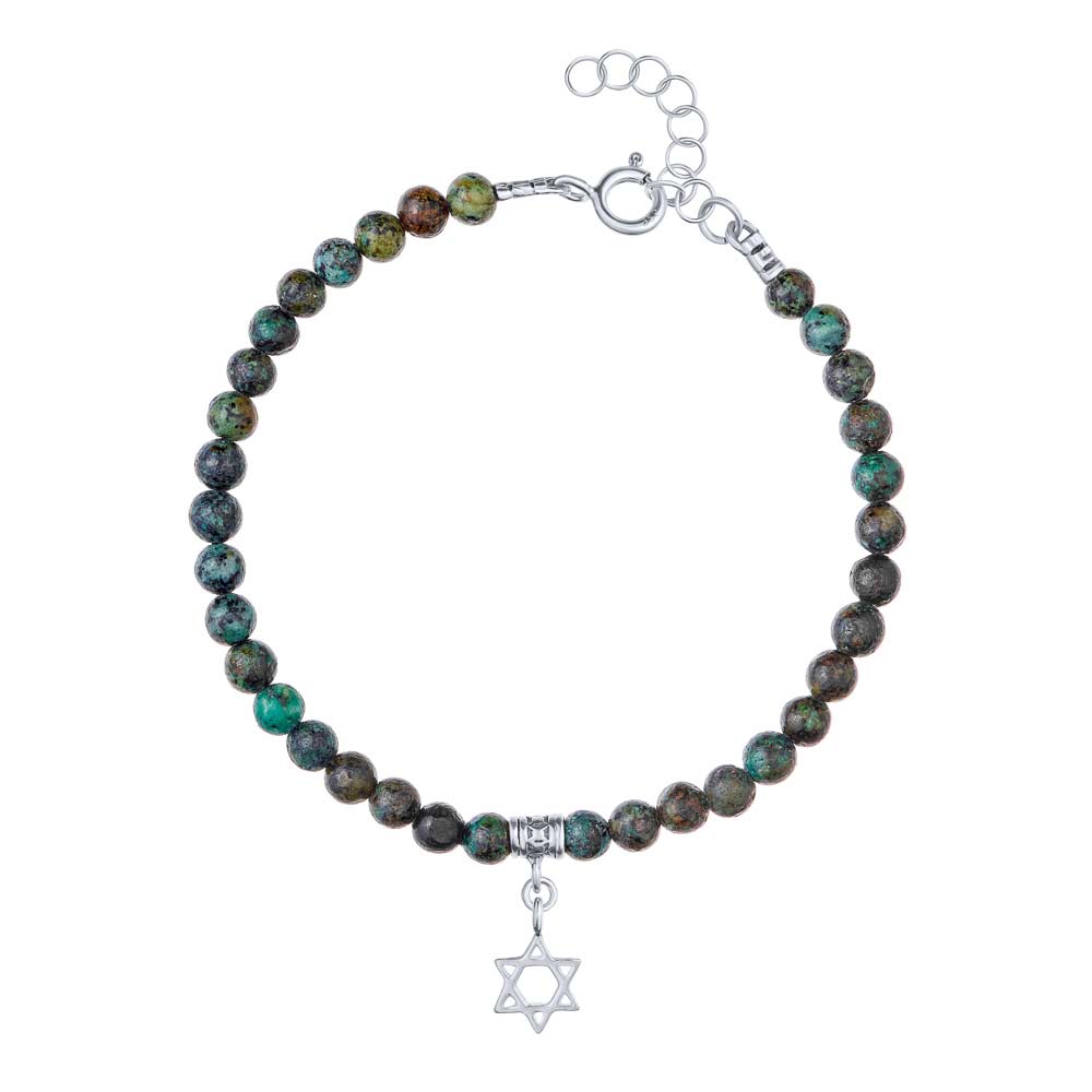 צמיד אבני טורקיז עם תליון מגן-דוד לגבר