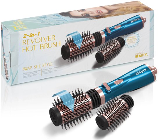 מברשת פן חשמלית 2IN1 מסתובבת 1000W CORTEX BEAUTY בצבע כחול