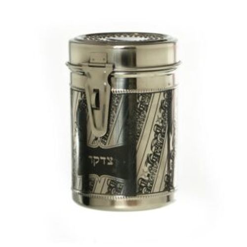 קופת צדקה נירוסטה כסוף עץ תמר