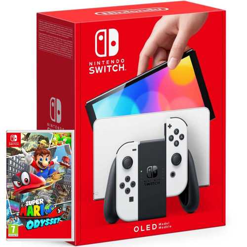 NINTENDO SWITCH OLED 64GB HEG-001 - WHITE + GAME MARIO ODYSSEY