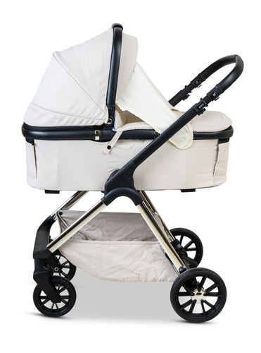 עגלת תינוק משולבת דגם BEBE - BRO בז' שלד ניקל