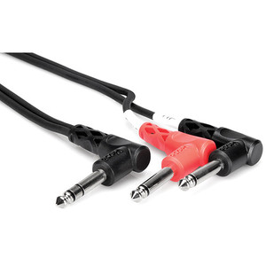  Hosa Technology Stereo 1/4" Angled Male to 2 Mono 1/4" Angled Male Insert Y-Cable -