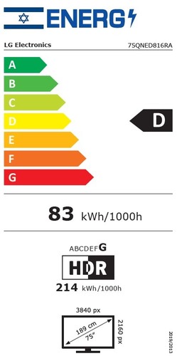 טלוויזיה LG חכמה 75 אינץ' 4K בטכנולוגיית Quantum Dot & NanoCell - QNED דגם: 75QNED816RA
