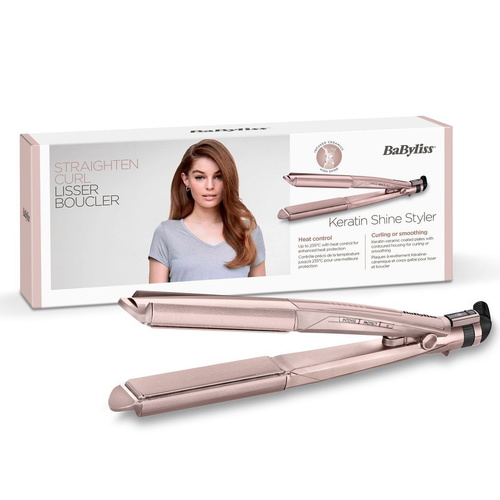 מחליק שיער קרמי מעוצב Babyliss בייביליס Keratine Shine Styler ST335AE