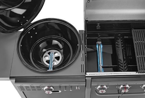 גריל גז קולמן רבולושן 3 מבערים משולב  גריל פחמים + יח' כיור + מקרר דלת זכוכית 