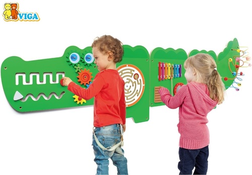   לוח משחק ופעילות ענק מעץ לתלייה 5 חלקים - תנין 