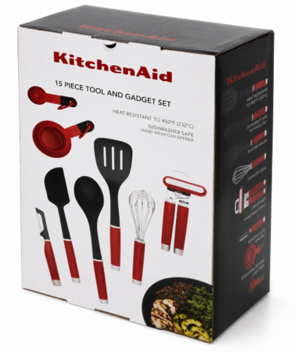 סט 15 אביזרי מטבח קיצנאייד KITCHENAID-אדום