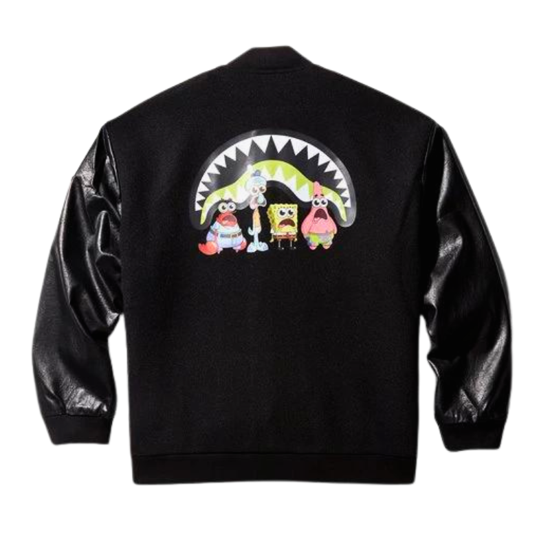 Sprayground Spongebob קפוצון Varsity Jacket Black