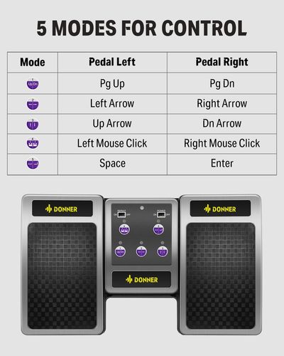 פדאל אלחוטי להעברת דפי צ'ארטים DBM1 בצבע כסף מבית DONNER