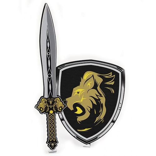 סט מגן וחרב בטיחותי עשוי סול למשחקי דמיון ותחפושת - אביר/אריה