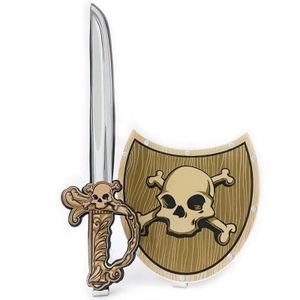 סט מגן וחרב בטיחותי עשוי סול למשחקי דמיון ותחפושת - פיראט