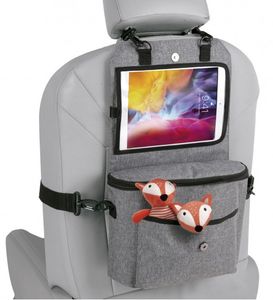 ארגונית מגן גב מושב לרכב 2 ב 1 עם חיבור למסך / טאבלט ואפשרות קשירה לעגלת תינוק / טיולון - אפור