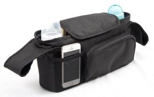 ארגונית לעגלת תינוק או טיולון עם תא קדמי ותא לטלפון - שחור