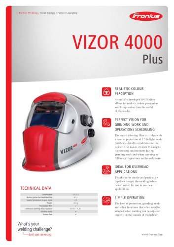 מסכת ריתוך אלקטרונית Vizor 4000 Plus מבית Fronius