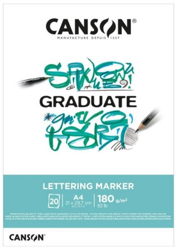 בלוק נייר למרקרים 180 גרם GRADUATE LETTERING MARKER A4 (20 דף)