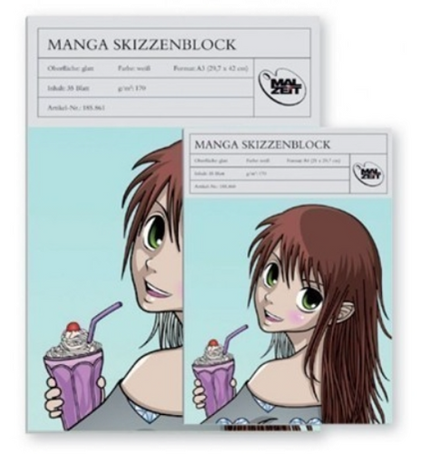 בלוק נייר לציורי מנגה  MANGA SKIZZENBLOCK , נייר חלק, 170 גרם (מגוון גדלים)