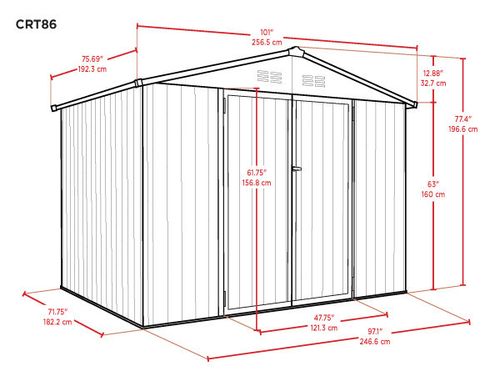 מחסן מתכת דגם 2.56X1.93 Garden Top CR86