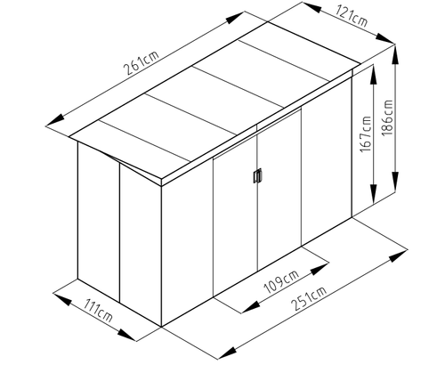 מחסן מתכת סקיילייט דגם Sky B מידה 2.61X1.21 Garden Top