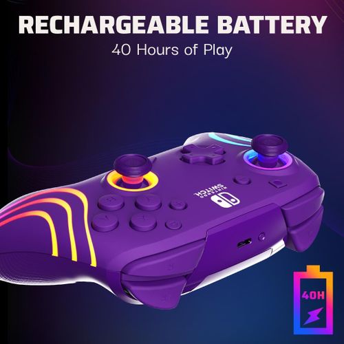 Afterglow Wave Wireless Controller Purple   Nintendo Switch 