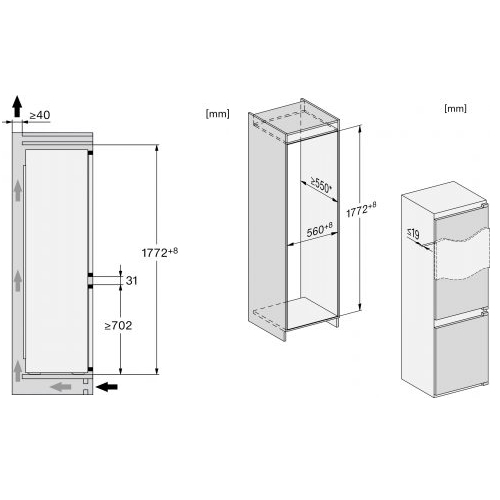 מקרר ‏מקפיא תחתון Miele KFN 7714 F ‏254 ‏ליטר מילה