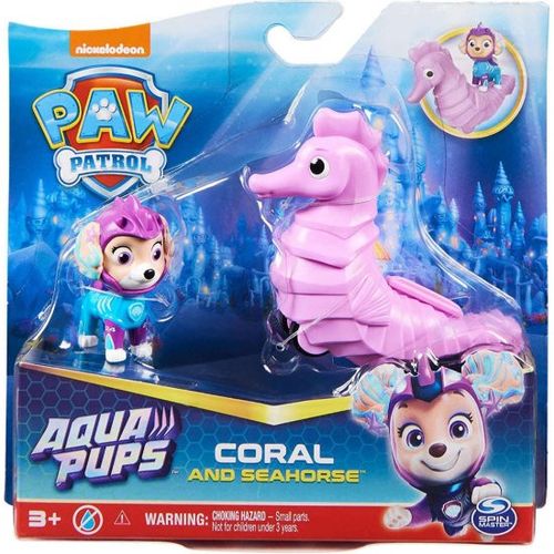 צוות גורים Aqua Pups דמות עם רכב - קורל וסוסון ים