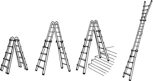 סולם טלסקופי 4X7 גובה 7.5 מטר תקני, 28 שלבים KR-28X Krauss
