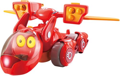 בובת פאפי משנה צורה למטוס עם עיניים מאירות ודמות של מאט