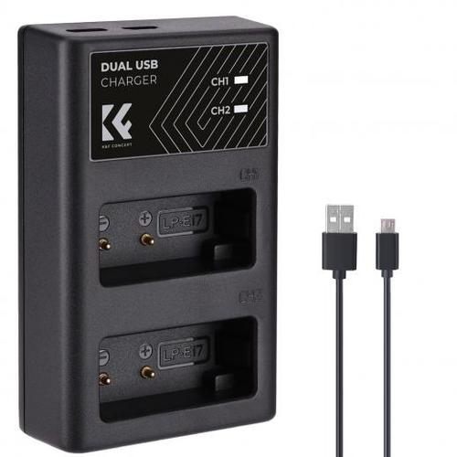 מטען כפול + 2 סוללות  K&F LP E17