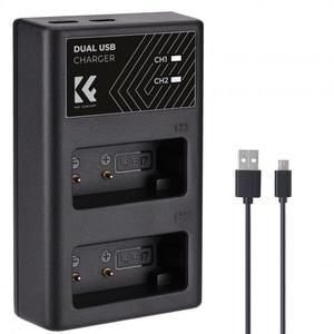 מטען כפול + 2 סוללות  K&F LP E17
